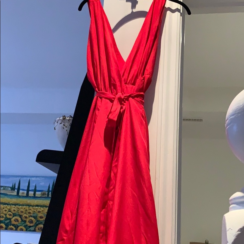 Lovers and friends v neck, floor length red dress